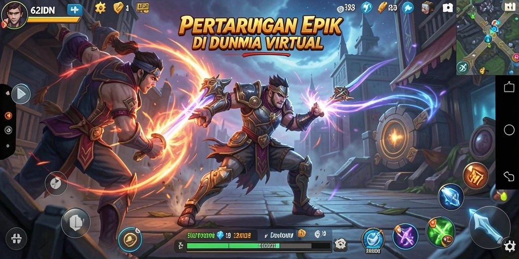 Screenshot gameplay seru dari 62IDN memperlihatkan pertarungan yang menegangkan.