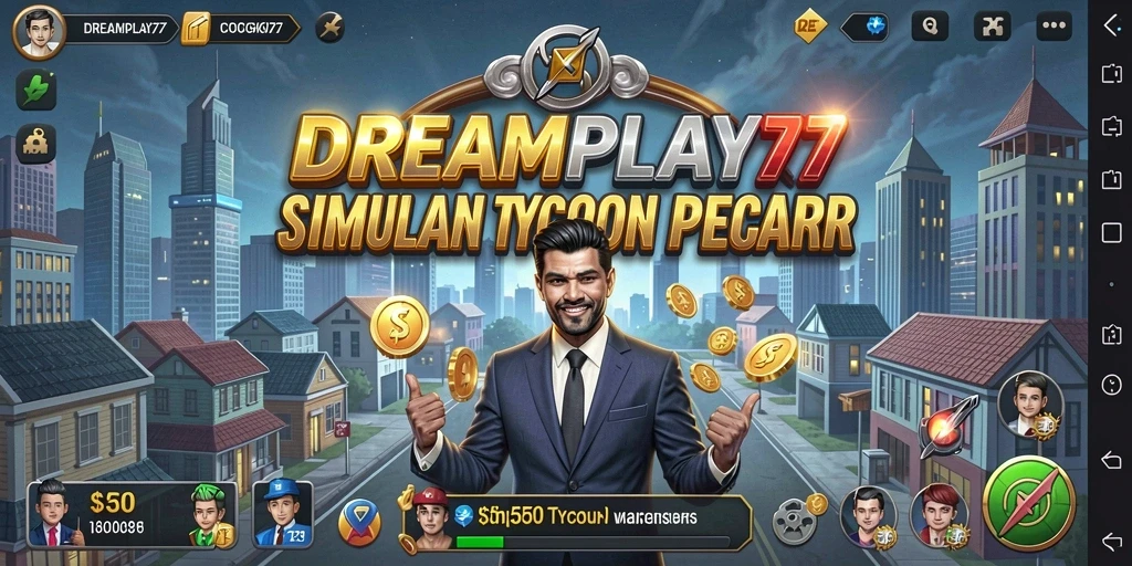 Tampilan gameplay menampilkan strategi bisnis yang menarik dalam DREAMPLAY77.