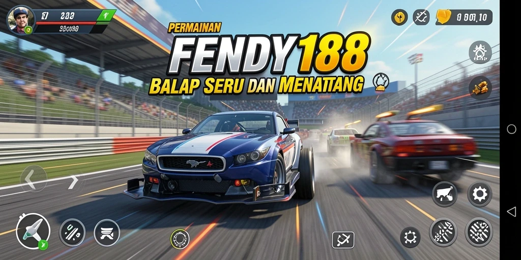 Tampilan gameplay FENDY188 yang penuh aksi di lintasan balap.