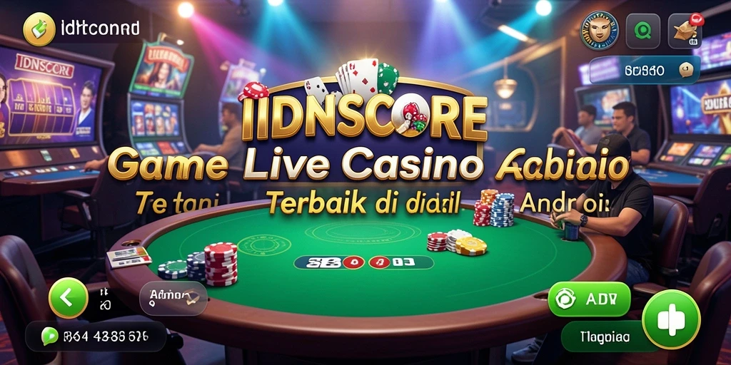 Screenshot gameplay IDNSCORE menampilkan dealer langsung dan interaksi pemain.