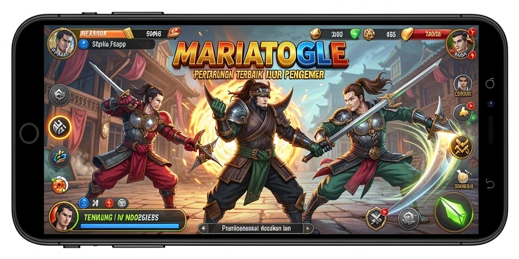 Screenshot gameplay MARIATOGEL yang menunjukkan aksi pertarungan yang intens.