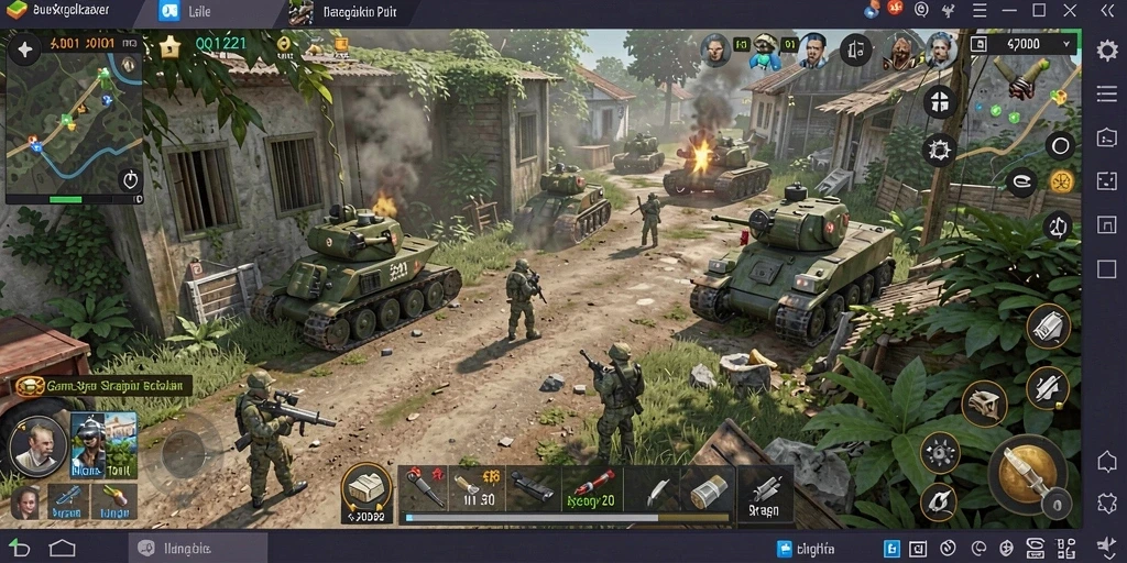 Screenshot QQ1221 menunjukkan aksi strategis mendebarkan dalam pertempuran.